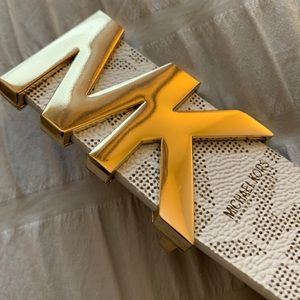 Michael Kors White Belt with Gold Buckle